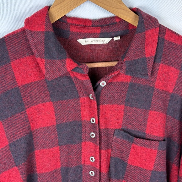 Soft Surroundings Mad About Buffalo Plaid Long Sleeve Tunic Top Sz L Long Sleeve - Picture 3 of 10